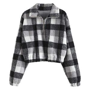 Zaful Plaid Cropped Sweater